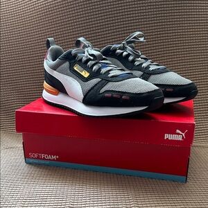 Puma R78 Men's Black, Gray, and Orange Sneakers